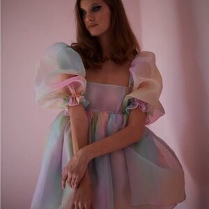 Selkie Inspired Rainbow Puff Dress S Pastel Ombre Pink Blue Fairycore